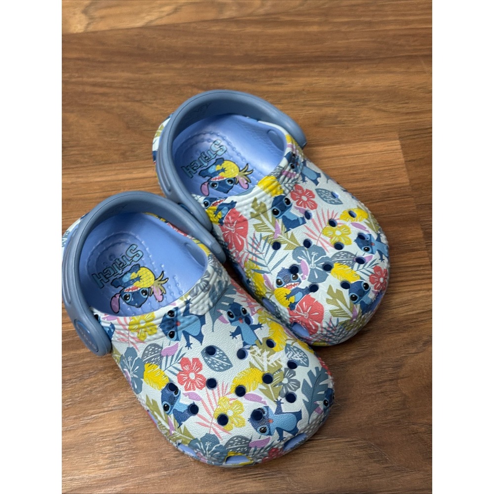 Crocs Baby Girls Sz 5/5C Hawaiian Stitch Slip On Clogs Shoes EUC